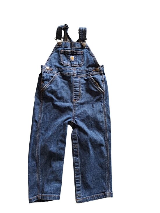 Carhartt Other - Carhartt Baby Denim Overalls 24M Adjustable Straps Snap Leg Openings Blue Jeans